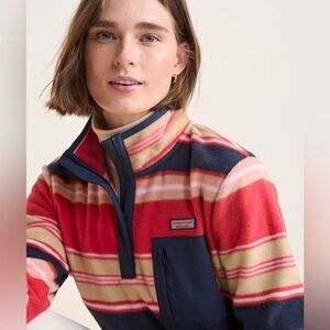 NWT Vineyard Vines Womens Harbor Fleece 1/4 Zip Pullover Sweater Large